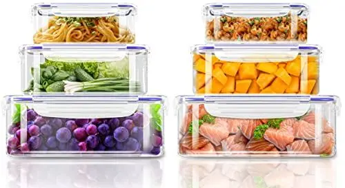Produktbild: KICHLY 12er Vorratsdosen Mit Deckel (6 Behälter, 6 Deckel) Frischhaltedosen,Meal Prep Boxen Auslaufsicher Gefrierbehälter, BPA-Frei Küchen Aufbewahrungsbox Organizer (Blau)