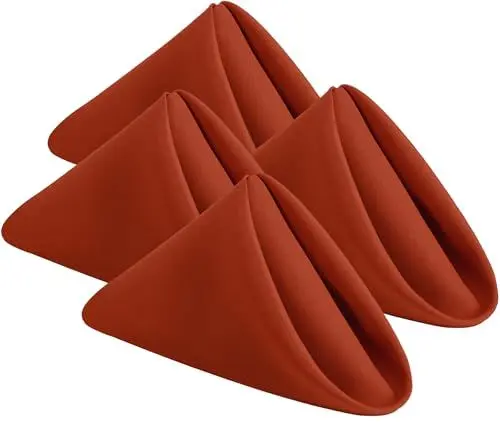 Produktbild: KICHLY Stoffservietten - Packung mit 24 Stück, Wiederverwendbare Stoffservietten - ideal für Veranstaltungen und den regelmäßigen Gebrauch zu Hause, 100% Polyester (Orange, 43x43cm)