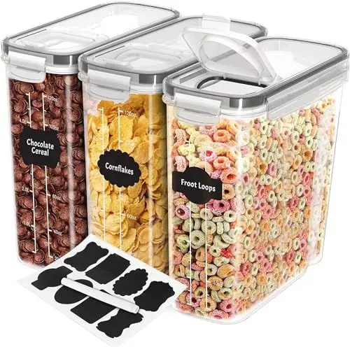 Produktbild: KICHLY Aufbewahrungsgläser (Set 3) - BPA-freie, luftdichte Kunststoffbehälter für die Aufbewahrung von Nudeln, Getreide, Mehl, Reis und für Haustiere
