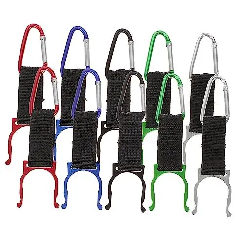 Produktbild: KICHOUSE Flaschenhalter-Gürtel D-förmiger Wasserflaschen-Clip Nylon-Gurt Wasserhalter-Clip für Camping Wandern zufällige Farbe