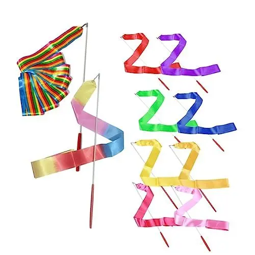 Produktbild: KICHOUSE 10st Fitnessband Luftschlangen Kunst-Streamer Rhythmisches Band Spielzeug Kind Haupt