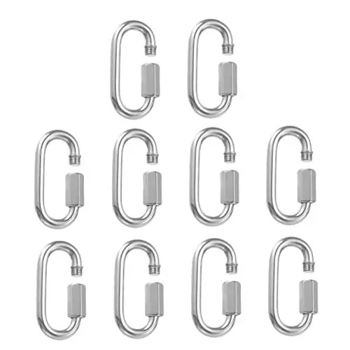 Produktbild: KICHOUSE 10st Verbindungsring Hochleistungs-spannschloss Rostfreier Karabiner Schnellkupplung in Marinequalität Kettenhaken Verriegelungskette Ringschraube Rostfreier Stahl Silver