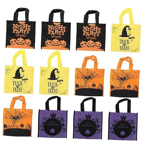 Produktbild: KICHOUSE Wiederverwendbare Halloween-partytüten Aus Vlies 12 Stück Süßigkeiten- Und Kekstüten Handtaschen Für Partydekorationen Halloween-thema