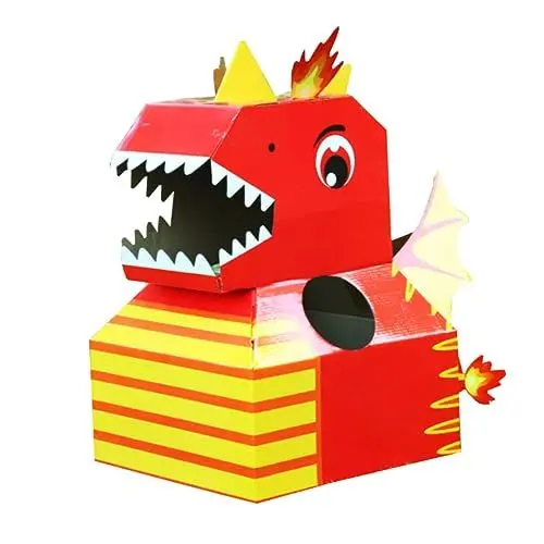 Produktbild: KICHOUSE 1Stk Dinosaurier-Kopf Dino-Kostüm aus Papier tragbarer Tierkarton dinosaurierkostüme für Kinder kinderkostüme Dinosaurier Spielzeug DIY tragbare Dinosaurierkleidung rot