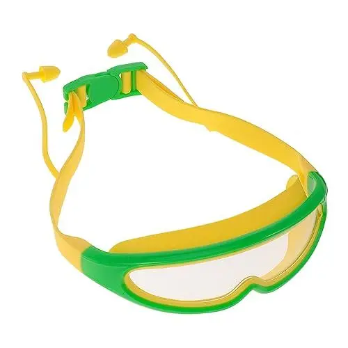 Produktbild: KICHOUSE Kinder-Schwimmbrille großer Rahmen wasserdicht Silikon mit Ohrstöpsel Schwimmen für Kinder