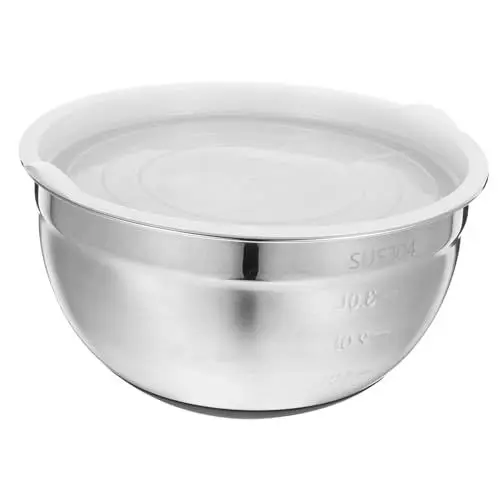Produktbild: KICHOUSE Rührschüssel Mit Silikonboden Und Deckel – Edelstahl-küchenschüsseldeckel-set Für Zuhause