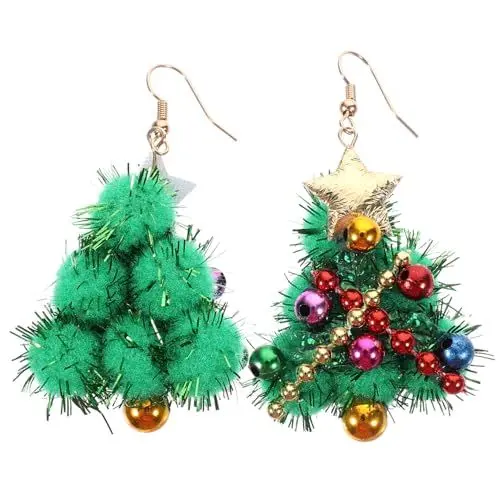 Produktbild: KICHOUSE 1 Paar Weihnachtsbaum-glocken-ohrringe Frauen Weihnachtsohrring Lustige Weihnachtsohrringe Weihnachtsohrschmuck Dekorativer Weihnachtsohrring Weihnachtsohrringe Baumeln Green Harz