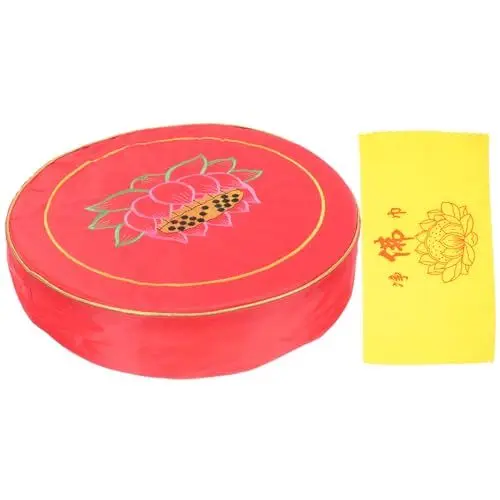 Produktbild: KICHOUSE 1 Satz Heimmatte Yoga-Kissen Meditationszubehör rundes Yogakissen Yoga-Meditationsunterlage Buddha Boho Dekoration bodenbelag kopfkissen Meditationsmatten Kissen für Yoga Stoff rot