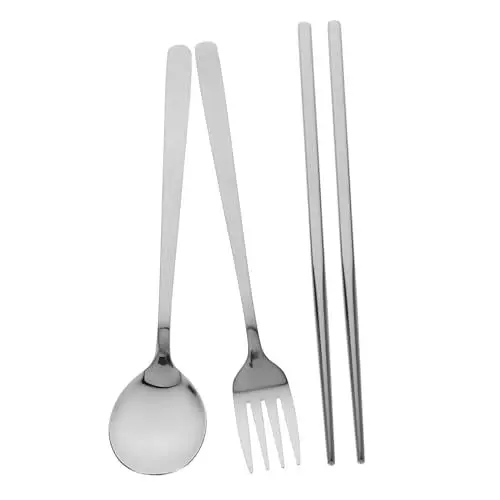 Produktbild: KICHOUSE Campinggeschirr-set Mit Mittagessengabellöffel 304 Edelstahl Reisebesteck Kompaktes Tragbares Utensil