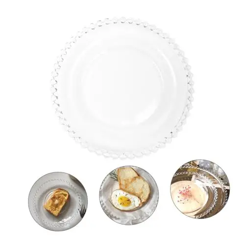 Produktbild: KICHOUSE Eleganter 8-zoll-dessertteller Aus Glas Mit Rand Salat- Und Obstteller Für Familienfeiern Restaurants