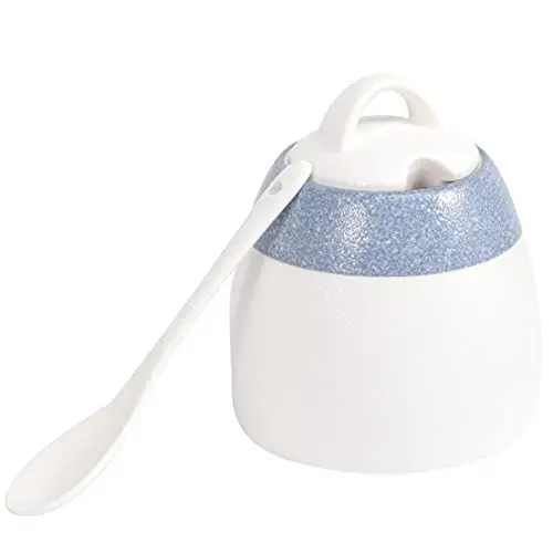 Produktbild: KICHOUSE 1stk Gewürzflasche Aus Keramik Reis Messbecher Mini Verzinkte Milchkanne Serviergeschirr Mit Deckel Zuckerdose Dressing Gewürzgläser Krug Dressing-glas Gewürztopf Zuckerschüssel
