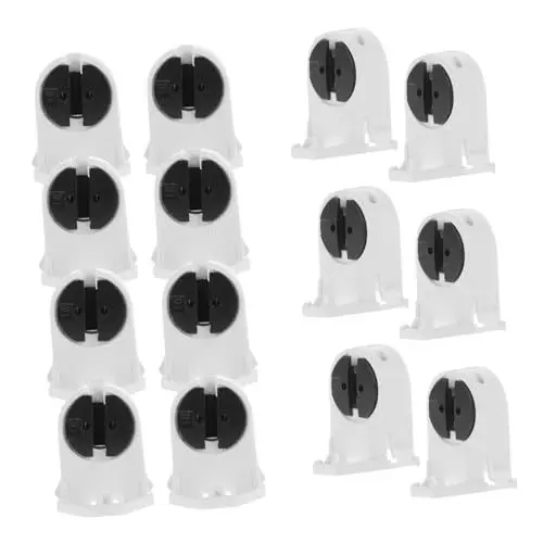Produktbild: KICHOUSE 20St T8-Kühlergrill-Lampenfassung Sockel für Lampe Steckdosenhalter Lampenröhrenhalter Lampenfassungen ohne Nebenschluss Glühbirnenhalter schrauben leichte Basis Abs Weiß