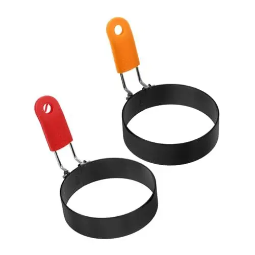 Produktbild: Alipis 2 Stück Antihaft Pfannkuchen Omelette Ring Pfannkuchen Eierringe Zum Braten Von Eiern Eierkocher Ei Für Frühstück Sandwiches Tortenring Gebäck Runder Ring Edelstahl