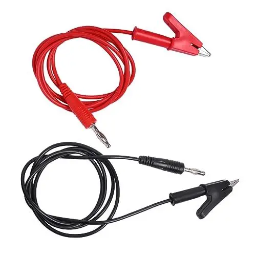 Produktbild: KICHOUSE Kupfer-bananenstecker Auf Krokodilklemme 2 Stück 4 Mm 1 M Rot/schwarz Für Den Einsatz Im Elektrolabor