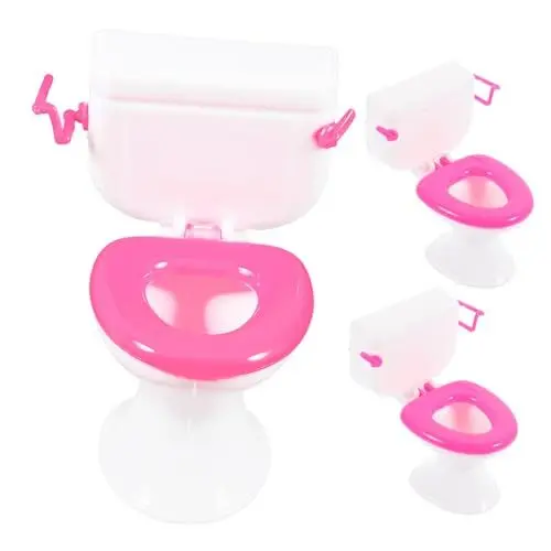 Produktbild: KICHOUSE 3Stücke Mini Toilettenspielzeug für Puppenhaus Badezimmermöbel Zubehör Realistische und Deko für Farblich Zufällig