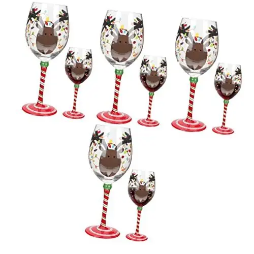 Produktbild: KICHOUSE 4Pcs Party Haushalt Glas Schneemann Trinkbecher Rot Exquisite Hand- Entzückende Elemente Urlaub Festlich Wein Kreativ Bemalt Weihnachten Weihnachten Tasse Muster Für Thematische