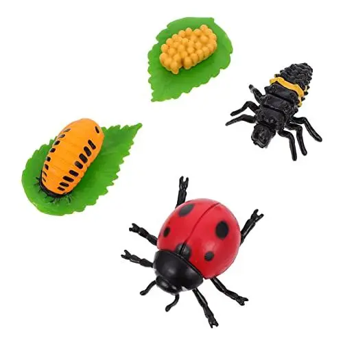 Produktbild: KICHOUSE 4 Stück Marienkäfer-wachstumsverzierung Kinderspielzeug Kinder Biologie Insektenfiguren Kinderfahrrad Kinderzimmerdekoration Tierlebenszyklus-Spielzeug Fehler Für Kinder Plastik