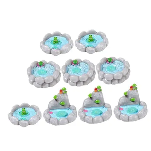 Produktbild: KICHOUSE 9st Mini-gartenpool Miniatur-harzteich Puppenhaus-teichzubehör Blumentöpfe Teichdekor Mikrolandschaft Märchengartenteich Mini-teichfigur Wasserskulptur Blumenteich