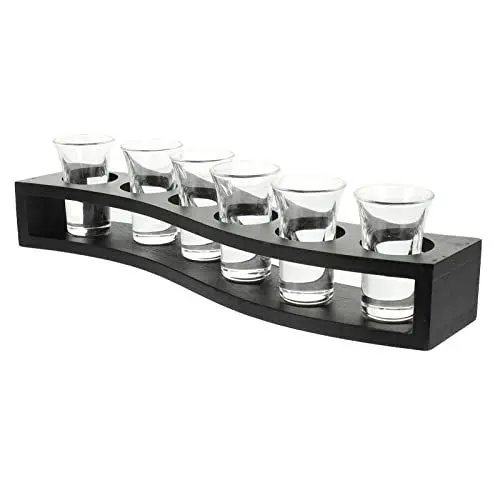 Produktbild: KICHOUSE Schnapsgläser 1 Set KTV- Holzbecher Schnapsstange Dekorativer Ständer Party Whisky Liköre Servieren für zu Hause Multi-Slot-Whiske/Mit Halterung Aufbewahrung: Glasgestell Reagenzgläser