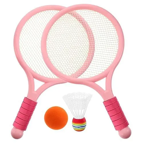 Produktbild: KICHOUSE Tennisschläger Kinder 2 Stück Cartoon Stil Lustige Outdoor Aktivitäten Spielzeug Fitnessgeräte Für Spielende Kinder Rosa