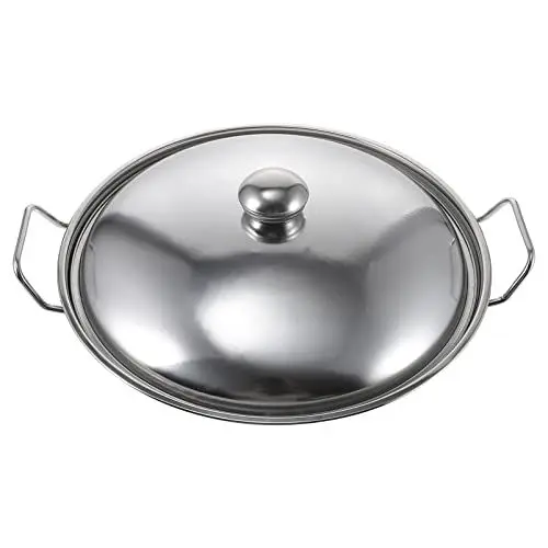 Produktbild: Kichvoe 1 Satz Topf Aus Edelstahl Wok Mit Induktionskochfeld Induktionskochtopf Topf Zum Servieren Von Speisen Koch-Wok-pfanne Wok Aus Stahl Rostfreier Stahl Runden Topf Mit Meeresfrüchten