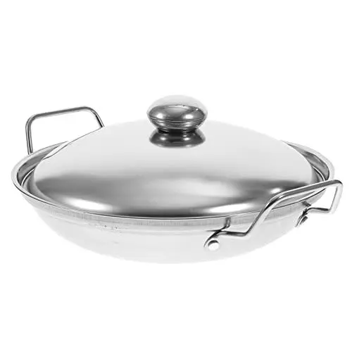 Produktbild: Kichvoe 1 Satz Topf aus Edelstahl Japanischer Nabe-Topf Ofenpfannen heißer Topf Backformen Wok Kochtopf Küchenutensilien Rostfreier Stahl Pasta Topf mit Doppelhenkel Backgeschirr