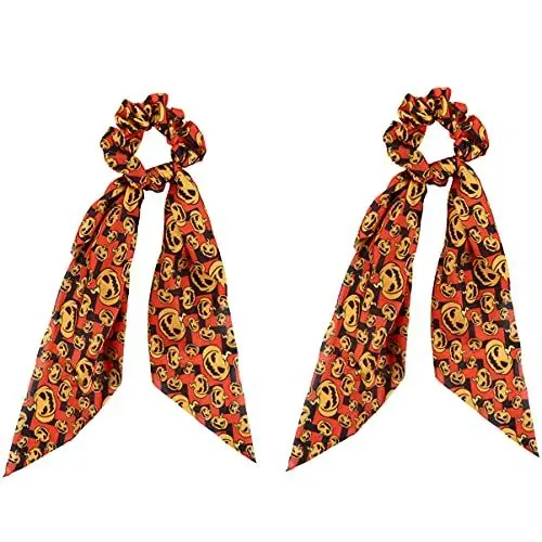 Produktbild: Kichvoe 2st Halloween-haargummi Pferdeschwanzhalter Mit Haargummis Bowknot Weihnachtsgummis Kürbishaar Bindet Seile Bowknot-haargummi Haarnadel Damen Satin- Herbst Und Winter