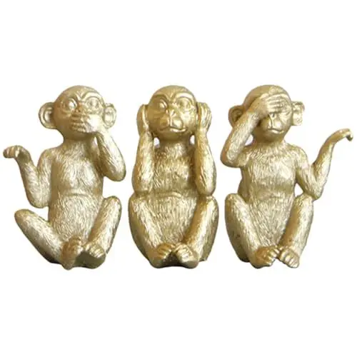Produktbild: Kichvoe 3 Weise Affen-Statue Hören Nicht Sehen Nicht Sprechen Keine Bösen Wahrheiten Affenfiguren Weisheitsaffe-Skulptur Für Zuhause Fengshui-Dekoration Bringt Goldenes Glück