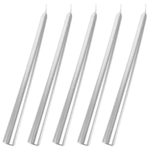 Produktbild: Kichvoe 5 Stück Spitzkerzen Weihnachts-Adventskerzen Metallisch Geruchsneutrale Stabkerzen Galvanisierte Kerzen Spitzkerzenhalter Für Weihnachten Hochzeit Abendessen Tischdekoration
