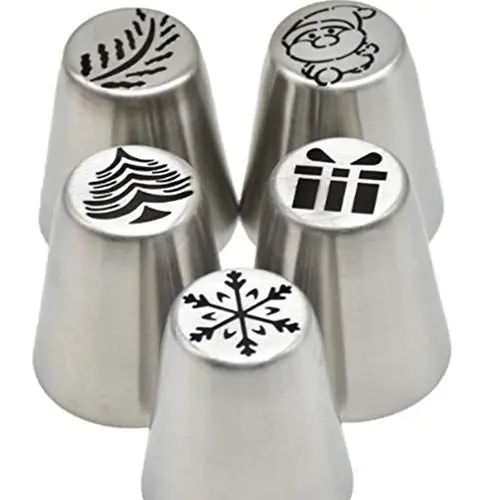 Produktbild: Kichvoe Blumendekorationen 5-Teiliges Russisches Spritzspitzen-Set Weihnachten Spritztüllen Backwerkzeuge zum Dekorieren von Kuchen Cupcakes Cupcake-Topper