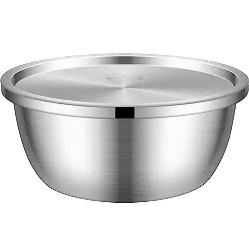 Produktbild: Kichvoe Edelstahl Schüssel mit Deckel Rührschüssel Mischschüssel Teigschüssel Salatschüssel Küchenschüssel für Küche Kochen Backen Eier Mehl Salat 22cm Silber