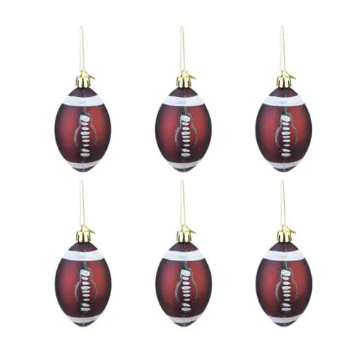 Produktbild: Kichvoe Fußball-Weihnachtsbaumschmuck Sportthema Weihnachten Bruchsicher Dekorative Kugeln 6 Stück Winter-Weihnachtsbaumkugeln Hängende Dekorationen Für Weihnachtsparty-Zubehör