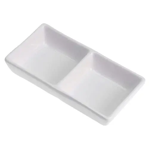Produktbild: Kichvoe Geteilte Keramikschale 2 Fächer Vorspeisenteller Soja-Dip-Sauce-Geschirr Wurstwaren-Schalen Snack-Platte Für Soja-Essig-Ketchup Bbq-Sauce Beilagen Weiß