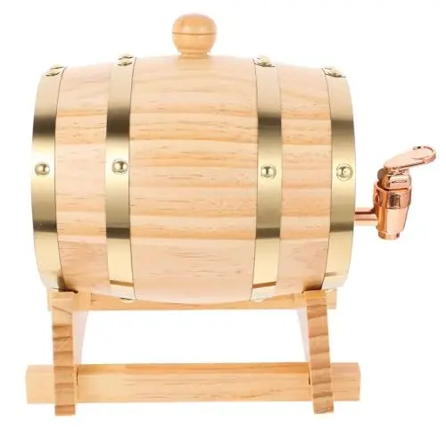 Produktbild: Kichvoe Holzfässer Mit Ständer 0 8 L Eichen-Reifungsfässer Wein-Whisky-Fass Rum-Fass Bierfass Wein-Reifungsfass Bierlagereimer Zur Lagerung Von Wein Spirituosen Whiskey