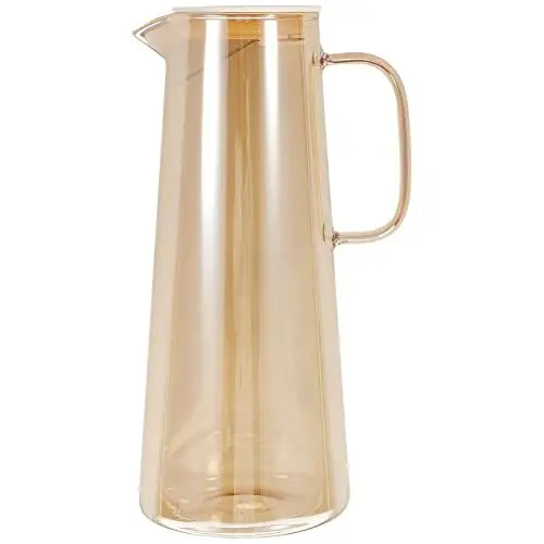 Produktbild: Kichvoe Wasserkrug Aus Glas Mit Deckel Frischhaltedraht Für Kühlschrank Ergonomischer Griff Leicht Und Tragbar Für Kalte Getränke Tees Und Familienfeiern