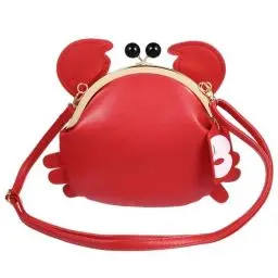 Produktbild: Kichvoe Krabben-Handtasche Mit Krabben-Schlüsselanhänger Krabbenform Umhängetasche Krebse Muscheln Tasche Pu-Leder Tier-Geldbörse Für Frauen Und Mädchen