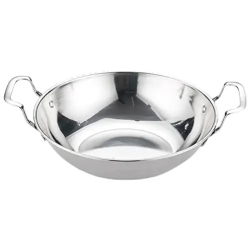 Produktbild: Kichvoe Paella-Pfanne Edelstahl Spanische Pfanne Shabu Shabu Heißer Topf Rührpfanne Suppentopf Kochpfanne Mit Griff Für Die Küche Zu Hause Restaurant 22 9 cm