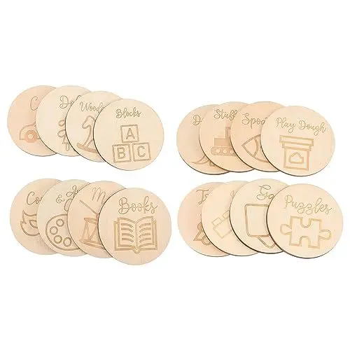 Produktbild: Kichvoe Runde Holzscheiben 16 Stück Holzausschnitte Ornament Geschenkanhänger Für Sotrage Spielzeugkiste Basteln Basteln Basteln Kunst Osterdekoration