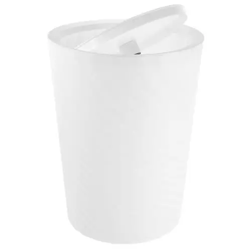 Produktbild: Kichvoe Runder Kunststoff-Mülleimer Papierkorb Müllcontainer Mit Schwingdeckel 12 L Müllkorb Recycling-Behälter Für Badezimmer Küche Büro Weiß