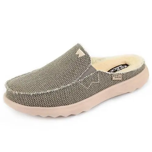Produktbild: Kickback Chaise 2.0 Woolie - Herren Loafers - Farbe Brown - Backless Mule Style Slip On Herrenschuhe - Weiche Wildleder und Canvas Schuhe - Wollfutter - Gepolsterte Innensohlen - Größe EU 45