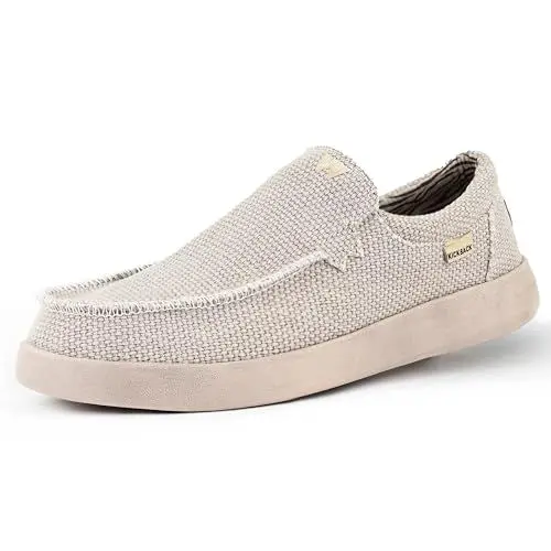 Produktbild: Kickback Don Juan - Herren Slip On Loafers - Leichte Canvas Slip in Schuhe - Herren Loafers - Herren Freizeitschuhe - Slip on Sommerschuhe - Farbe Off White - Größe EU41