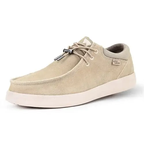 Produktbild: Kickback Haven - Herren Loafers - Farbe Beige - Moc Style Schuhe - Leder und Wildleder Obermaterial - Elastische Schnürsenkel - Leder gefütterte Innensohlen - Größe EU 41