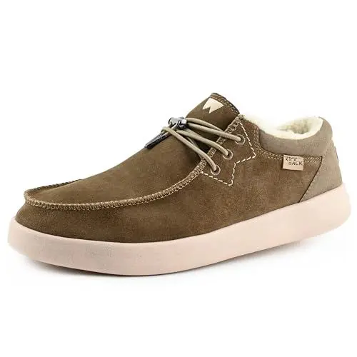 Produktbild: Kickback Haven - Herren Loafers - Farbe Woolie Khaki - Moc Style Schuhe - Leder und Wildleder Obermaterial - Elastische Schnürsenkel - Leder gefütterte Innensohlen - Größe EU 41