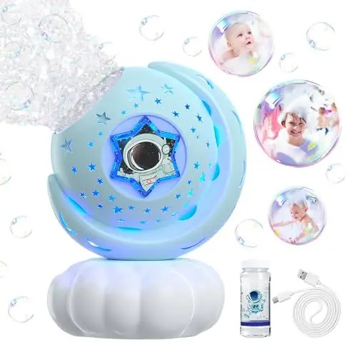 Produktbild: Kid Odyssey Badewannenspielzeug Baby, wiederaufladbares Badespielzeug ab 1 2 3 4 Jahr, Seifenblasenmaschine für Kinder, Schaummaschine Badewannen Spielzeug, Baby Wasserspielzeug Kinder, Blau