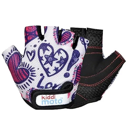Produktbild: KIDDIMOTO Kinder Fahrradhandschuhe Fingerlose für Jungen und Mädchen/Fahrrad Handschuhe/Bike Kinder Handschuhe - Liebe - M (4-8y)