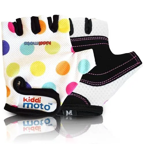 Produktbild: KIDDIMOTO Kinder Fahrradhandschuhe Fingerlose für Jungen und Mädchen/Fahrrad Handschuhe/Bike Kinder Handschuhe - Pastellpunkte - S (2-5y)