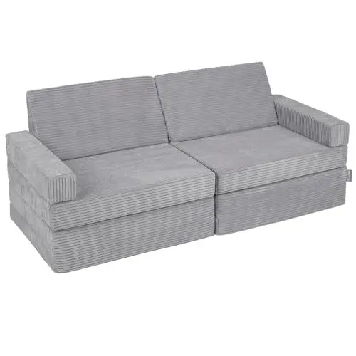 Produktbild: KiddyMoon Kindersofa Aufklappen Aus Schaumstoff Spielsofa Für Kinder Schlafsofa Kindersessel Kinder Couch Kinder Sofa Für Kinderzimmer Kindercouch Faltmatratze Matratzen, Dunkelgrau