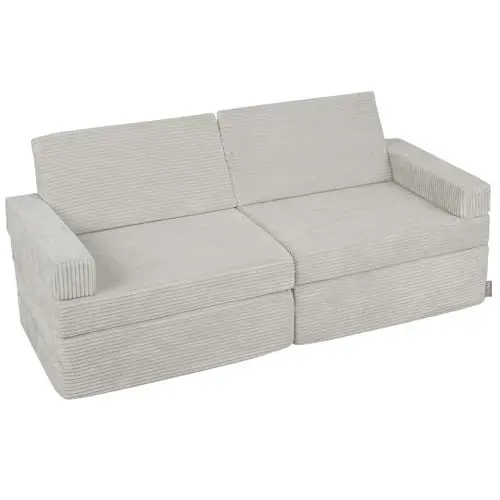 Produktbild: KiddyMoon Kindersofa Aufklappen Aus Schaumstoff Spielsofa Für Kinder Schlafsofa Kindersessel Kinder Couch Kinder Sofa Für Kinderzimmer Kindercouch Faltmatratze Matratzen, Hellgrau