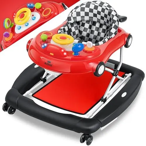 Produktbild: KIDIZ® 4in1 Lauflernhilfe Babywalker Spiel- und Lauflernwagen Gehfrei - Schaukelfunktion Babywippe mit Rollen, Licht, Musik,Spielecenter Esstisch Laufstuhl Laufhilfe babys ab 6 Monaten Klappbar