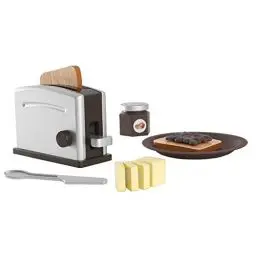 Produktbild: KidKraft Espresso Toaster Spielset aus Holz für Kinderküche mit 2 Scheiben Brot mit Sandwichfüllung, Spielküche Zubehör, Spielzeug für Kinder ab 3 Jahre, 63373